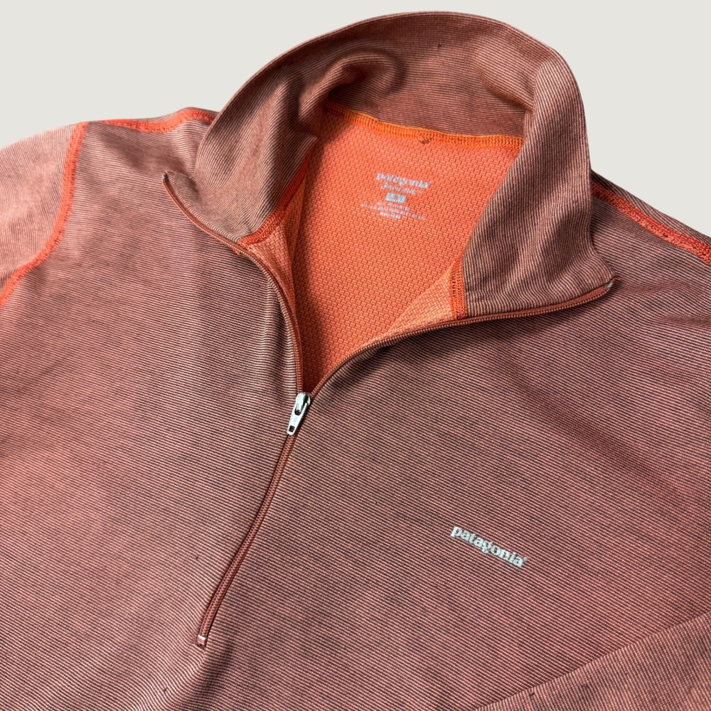 VTG Patagonia Capilene 1/4 Zip Pullover Mens Small Orange Made in USA 44282